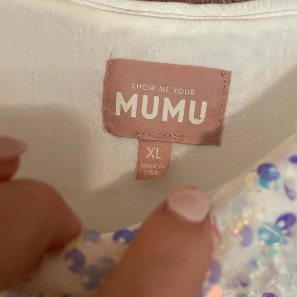 Show Me Your Mumu Eden Midi Dress in White Sparkle Sequin XL - Picture 4 of 4